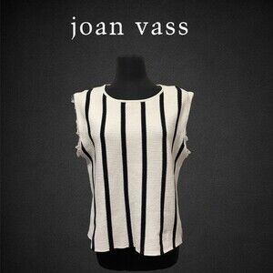 Joan Vass Striped Sleeveless‎ Sweater Top Shell